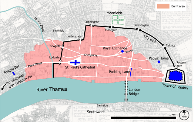 Map of London 1666