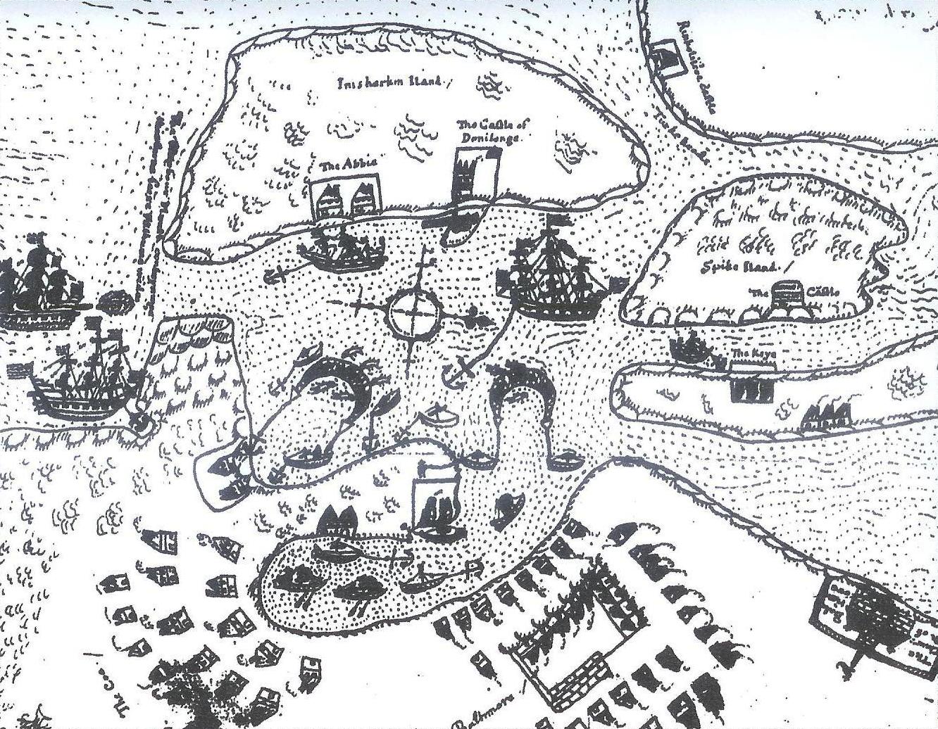 Earl of Cork's map of Baltimore, Ireland
                  (1630)