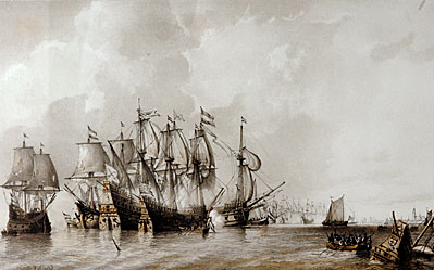 Dutch ships
                after the Battle of Zuiderzee, 1573