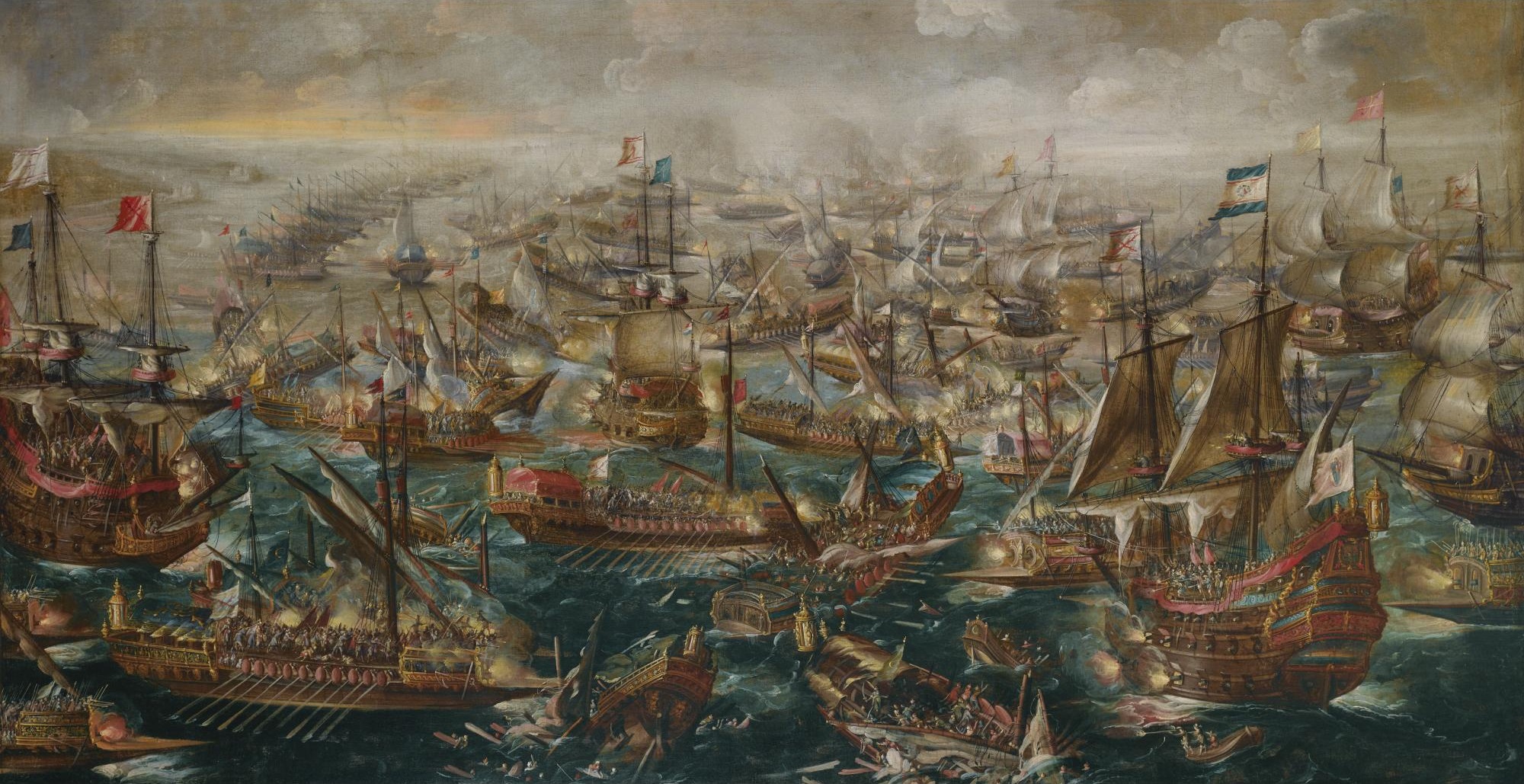 Battle of Lepanto (1571) by Andries van
                        Eertvelt in 1640 (Source:
https://commons.wikimedia.org/wiki/File:%27The_Battle_of_Lepanto%27,_painting_by_Andries_van_Eertvelt.jpg)