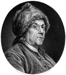 C. N. Chocin's drawing of Ben Franklin, 1777,
                engraved by A. H. Richie, 1877