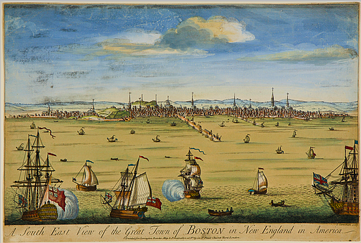 Boston Harbor by John
              Carwitham (1765)