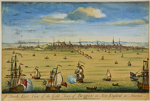 Boston Harbor by John
              Carwitham (1765)