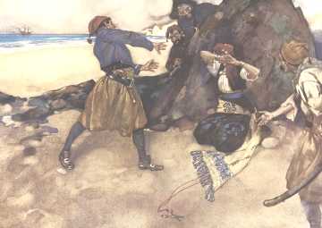 Pirate wearing breeches
                and Mounmouth cap