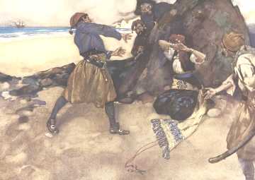 Pirate wearing breeches
                and Mounmouth cap