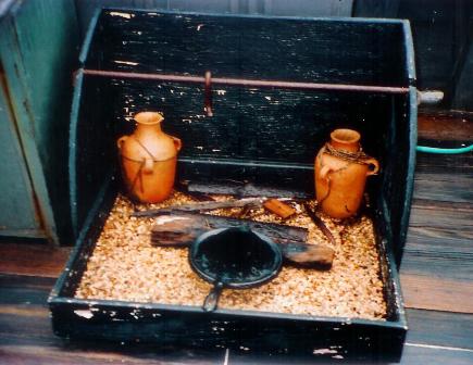 Portable
                    galley stove aboard Pinta