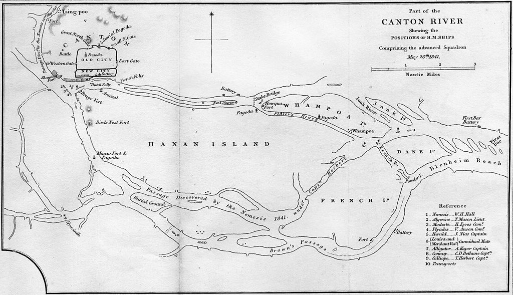Canton River in May 1841 from Narrative of the
                Voyages and Services of the Nemesis, from 1840 to 1843.
                Volume 1