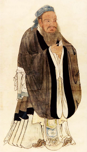 Confucius by
                                  Qui Ying during Ming dynasty (Source:
                                  Wikimedia Commons,
https://commons.wikimedia.org/wiki/File:%E5%AD%94%E5%AD%90%E8%81%96%E8%B9%9F%E5%9C%96.png)