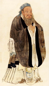 Confucius by
                                  Qui Ying during Ming dynasty (Source:
                                  Wikimedia Commons,
https://commons.wikimedia.org/wiki/File:%E5%AD%94%E5%AD%90%E8%81%96%E8%B9%9F%E5%9C%96.png)