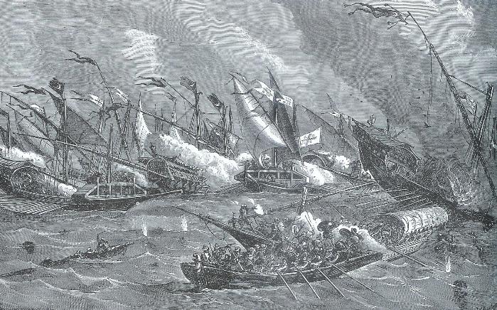 Sea battle
                between Christian and Muslim corsairs