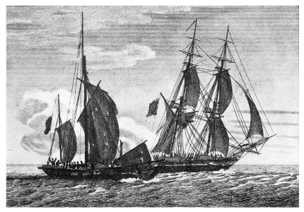 Ships damaged in battle by unknown artist
                      (Source: Dover Pirates)