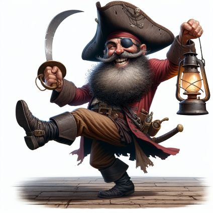 Dancing Pirate by Shutterstock AI Generator
(Source:
https://www.shutterstock.com/image-generated/pirate-dancing-full-length-funny-2495661011)