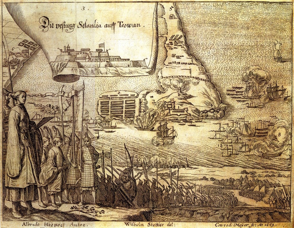 Siege of Fort Zeelandia, 1669 by
                                  Albrecht Herport (Source:
https://commons.wikimedia.org/wiki/File:Die_Festung_Selandia_auff_Teowan.jpg)