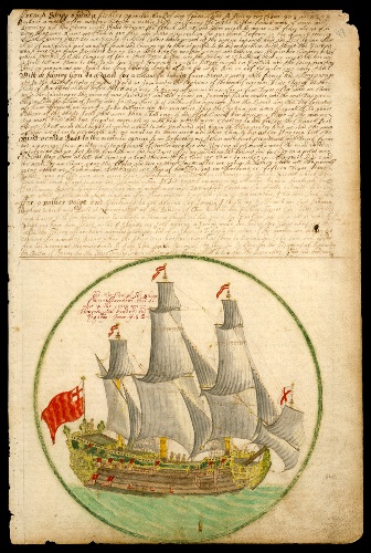 Page from
                    Edward Barlow's journal (Source: National Maritime
                    Museum, Greenwich, London.
                    https://collections.rmg.co.uk/archive/objects/505786.html)