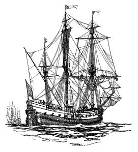 17th-century Flyut
                    (Source: Dover Clip Art-Sailing Ships)