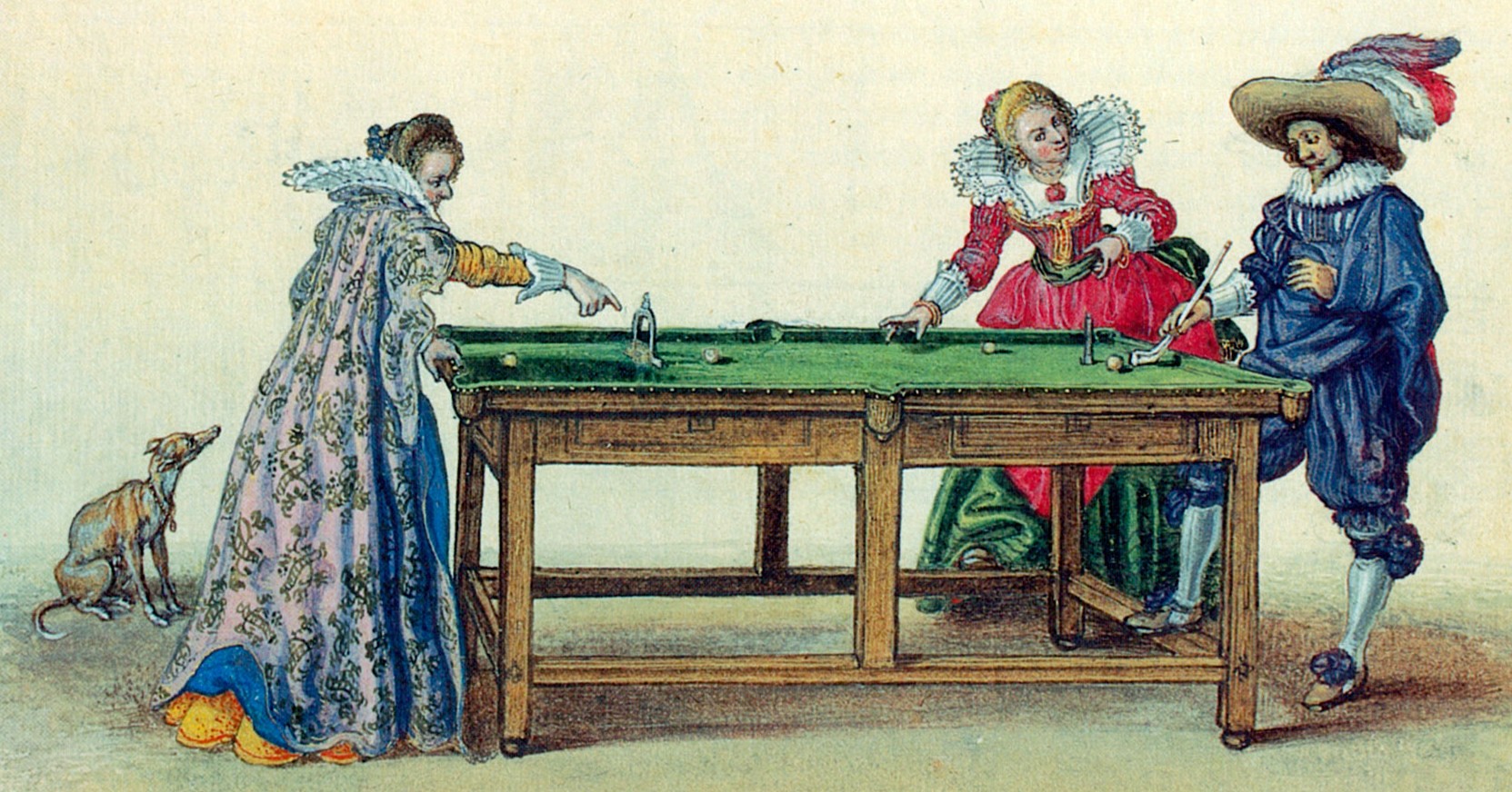 Game of Billiards by Adriaen van de Venne
                        1620-1626 (Source:
https://commons.wikimedia.org/wiki/File:A_Game_of_Billiards_by_Adriaen_Pietersz._van_de_Venne.jpg)