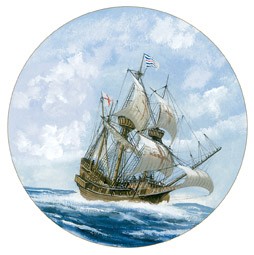 Sir Francis
                        Drake's Golden Hind, 1577 (Source: Sailing
                        Ships, Dover)