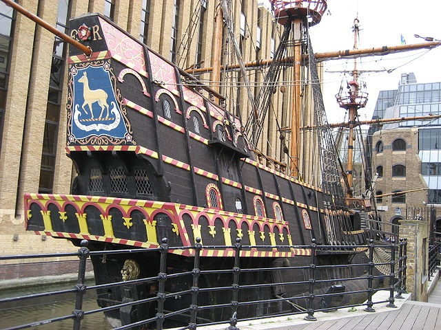 Replica
                  of the Golden Hind, Francis Drake's ship, by Jose L.
                  Marin