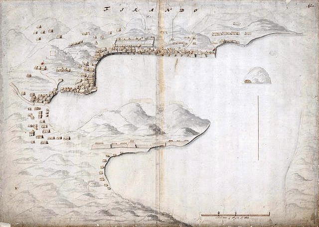 Hirado Bay in
                                  1621 (Source:
                                  https://commons.wikimedia.org/wiki/File:Map_of_the_bay_of_Hirado.jpg)