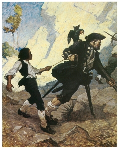 N. C. Wyeth's Jim Hawkins &
            Long John Silver in Treasure Island