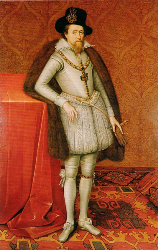 Portrait of James I of
            England by John de Critz, c. 1606