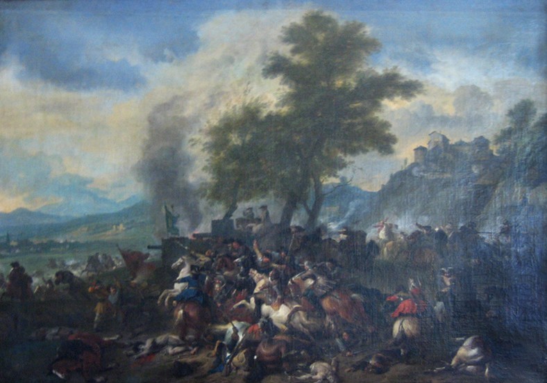 Jan van Huchtenburg's oil painting of
                              Prins Eugens at the Battle of
                              Schellenberg, 1704 (Source:
https://commons.wikimedia.org/wiki/File:Jan_van_Huchtenburg_-_Prins_Eugens_slag_ved_Schellenberg_-_KMSsp634_-_Statens_Museum_for_Kunst.jpg)