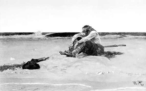 Marooned by Howard
                        Pyle, 1887
                        (https://www.gutenberg.org/files/26862/26862-h/26862-h.htm)