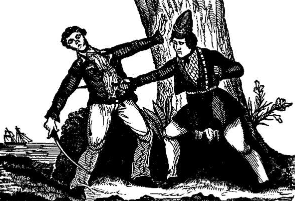 Mary
                        Read Kills Her Antagonist from Charles Ellms's
                        The Pirates Own Book (Source:
                        https://www.gutenberg.org/cache/epub/12216/pg12216-images.html)