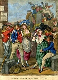 Men of War Bound for the Port of Pleasure,
                        1791 (Source:
https://commons.wikimedia.org/wiki/File:Men_of_War,_bound_for_the_Port_of_Pleasure_(BM_1935,0522.1.69).jpg)