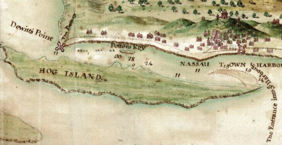 Enlargement of
                1715 map of New Providence