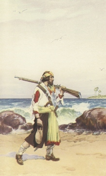 Pirate wearing tattered
                  clothes