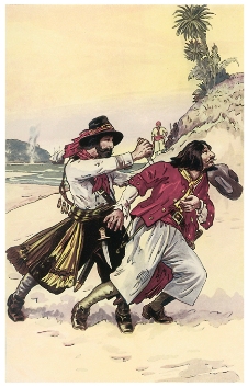 English
            pirate stabs French pirate