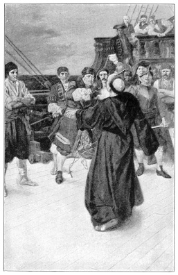 Pirates
                torturing friar by J. N. Marchand (Source: Dover Pirate
                Clipart)
