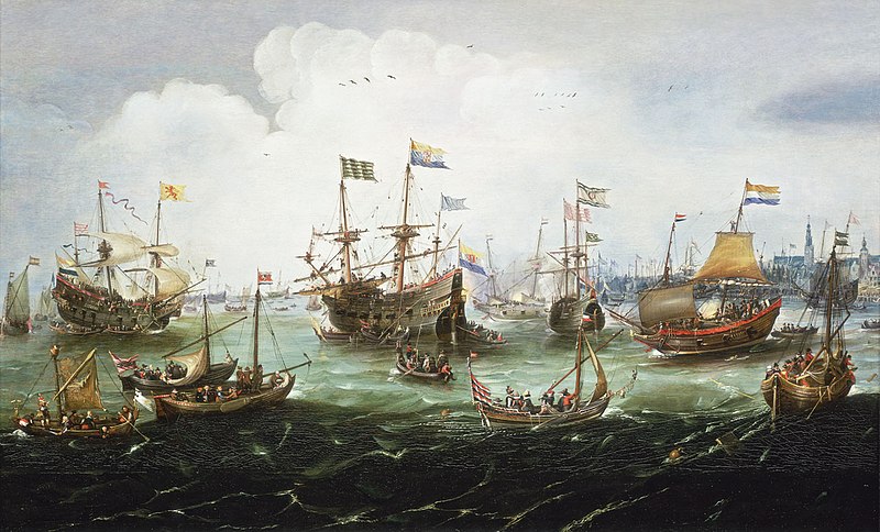 Return to Amsterdam of Second
Expedition to East Indies by Andries
van Eertvelt, 1610-1620 (Source:
Wikimedia Commons
https://commons.wikimedia.org/wiki/File:The_Return_to_Amsterdam_of_the_Second_Expedition_to_the_East_Indies_on_19_July_1599.jpg)