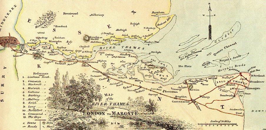 Map of river Thames in 1840