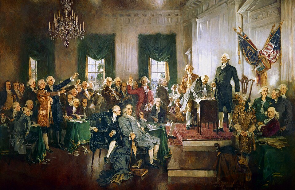Scene at the Signing of the Constitution of
                      the United States by Howard Chandler Christy, 1940
                      (Source:
https://commons.wikimedia.org/wiki/File:Scene_at_the_Signing_of_the_Constitution_of_the_United_States.jpg)