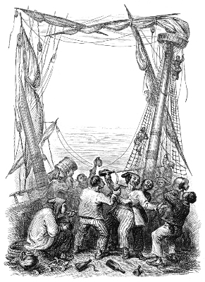 Drunken revelry aboard
                    ship, Artist unknown [Source: Dover Clip Art)
