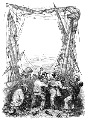 Drunken revelry aboard
                    ship, Artist unknown [Source: Dover Clip Art)