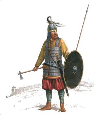 Garrison soldier
from Birka around 930. Copyrighted image used
with permission from publisher.