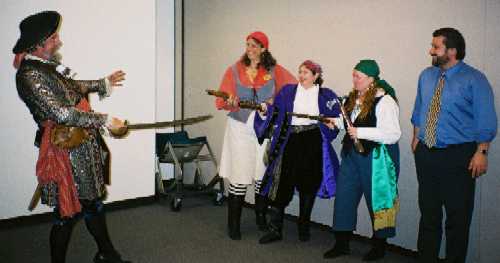 Women
              Pirates confront the captain