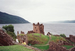 Castle Urquhart
                                with Loch Ness in background